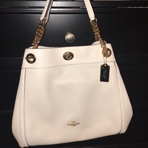 Coach Edie Turnlock shoulder bag- winter white co